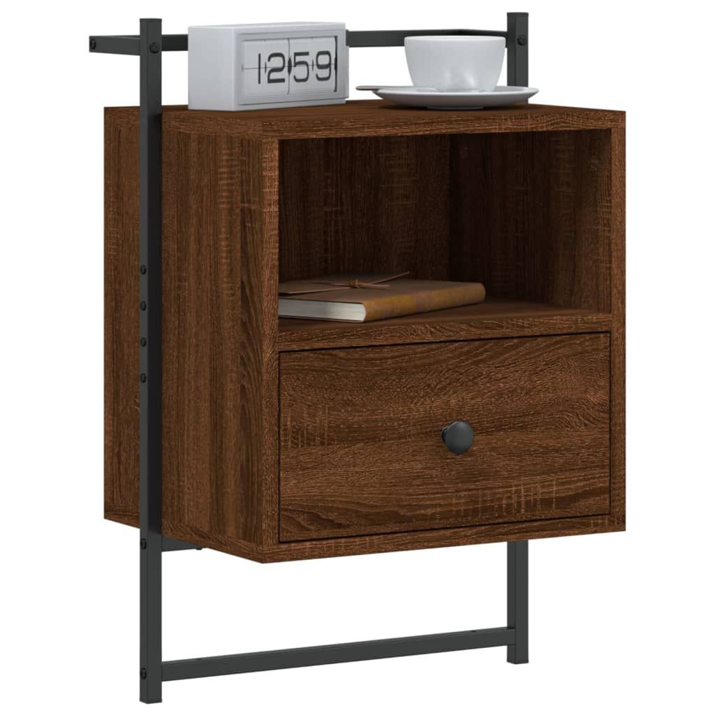 vidaXL Κομοδίνα Επιτοίχια 2 τεμ. Καφέ Δρυς 40x30x61 εκ. Επεξ. Ξύλο