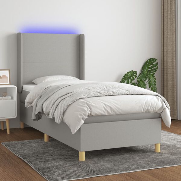 vidaXL &Kappa;&rho;&epsilon;&beta;ά&tau;&iota; Boxspring &mu;&epsilon; &Sigma;&tau;&rho;ώ&mu;&alpha; & LED &Alpha;&nu;.&Gamma;&kappa;&rho;&iota; 100x200&epsilon;&kappa;. &Upsilon;&phi;&alpha;&sigma;&mu;ά&tau;&iota;&nu;&omicron;