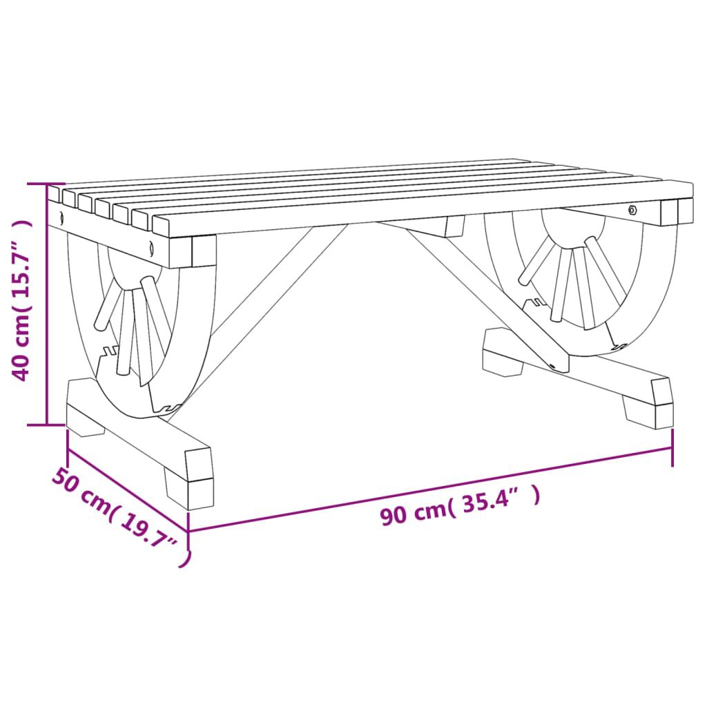 vidaXL Τραπεζάκι Σαλονιού Κήπου 90 x 50 x 40 εκ. από Μασίφ Ξύλο Ελάτης