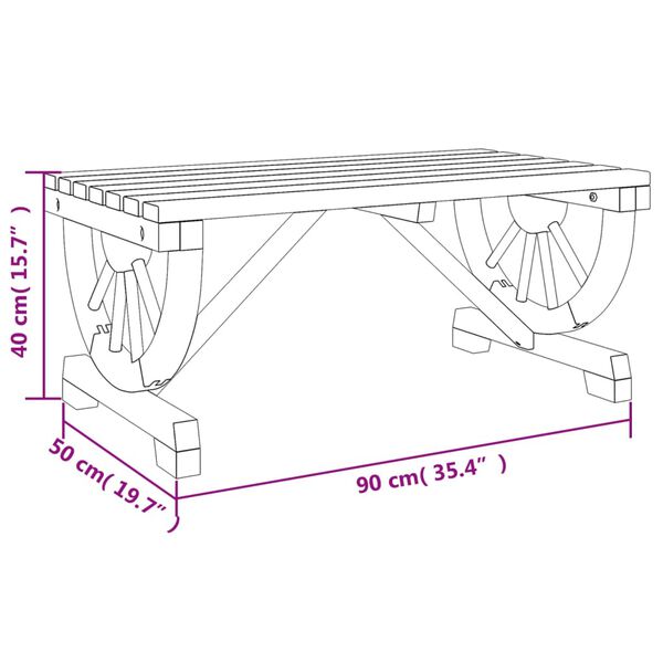 vidaXL Τραπεζάκι Σαλονιού Κήπου 90 x 50 x 40 εκ. από Μασίφ Ξύλο Ελάτης