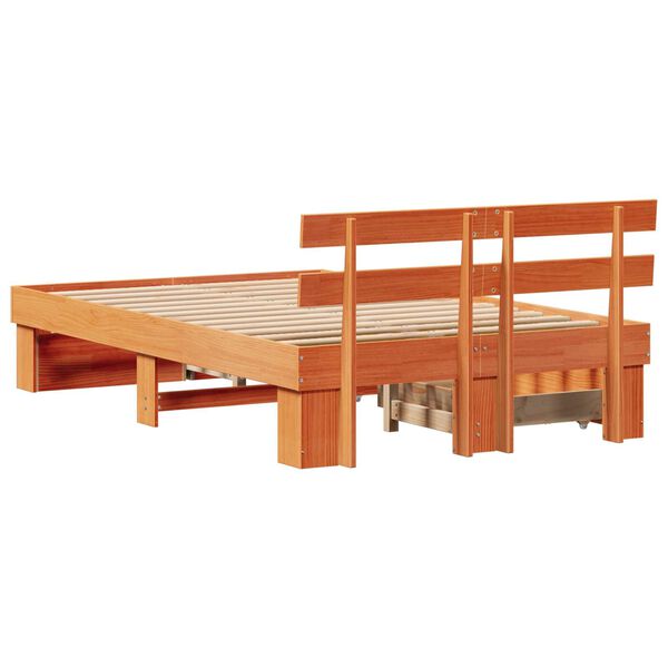 vidaXL Κρεβάτι με Συρτάρια - Καφέ 135 x 190 εκ. Πέτρα Πεύκο