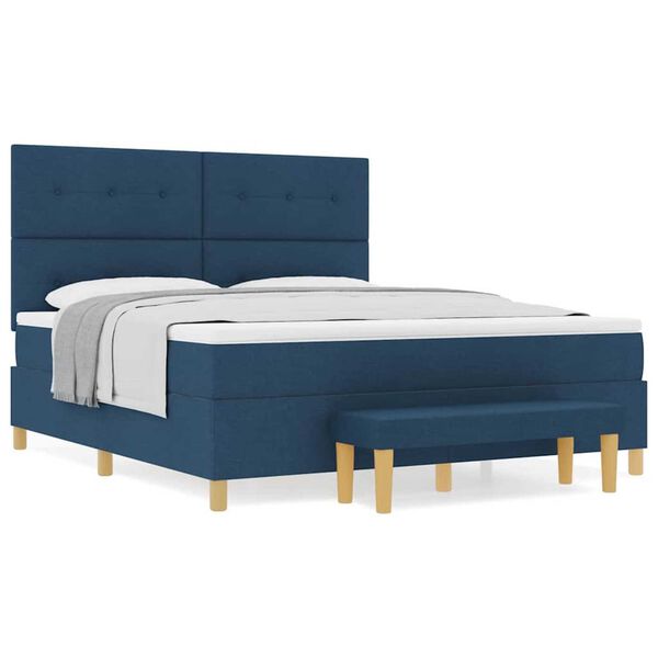 vidaXL Κρεβάτι με ελατήρια με στρώμα Μπλε 180 x 200 cm ύφασμα
