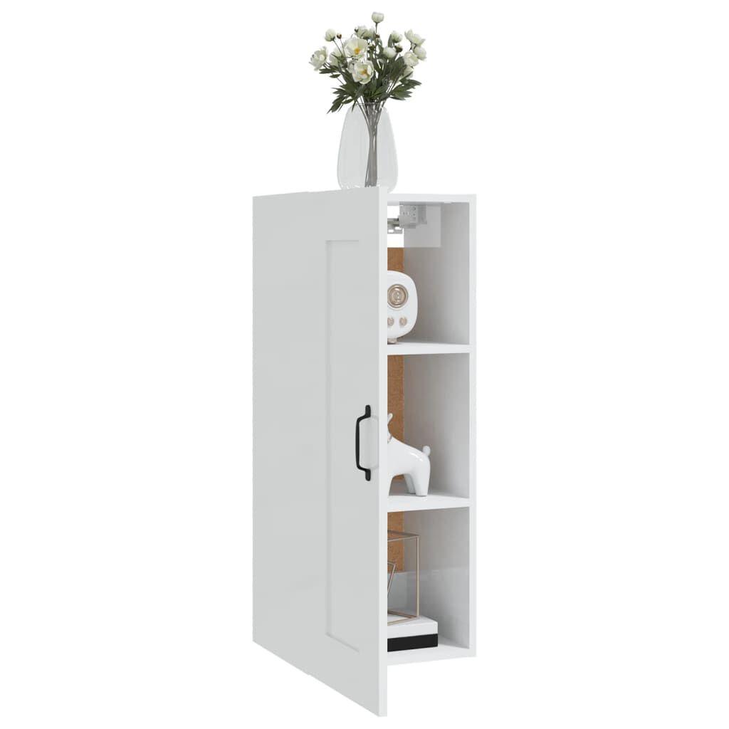 vidaXL Ντουλάπι Κρεμαστό Γυαλ. Λευκό 35x34x90 εκ. Επεξεργασμένο Ξύλο