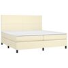 vidaXL Κρεβάτι Boxspring με Στρώμα & LED Κρεμ 200x200 εκ. Συνθ. Δέρμα