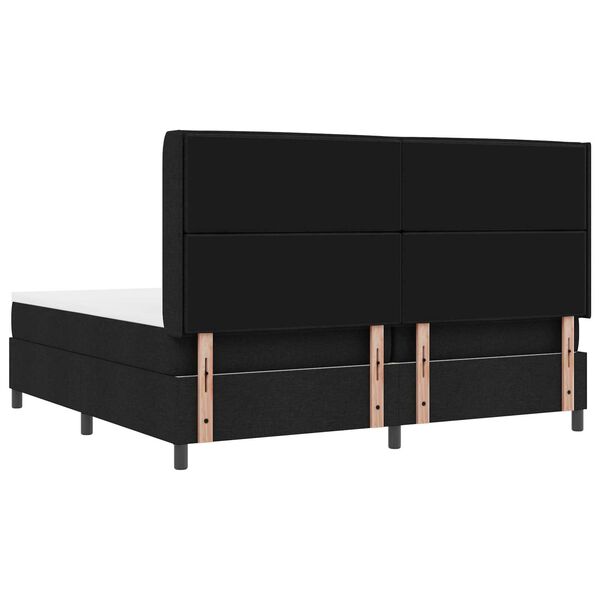vidaXL Κρεβάτι Box Spring με Στρώμα & LED Μαύρο 200x200 εκ Ύφασμα