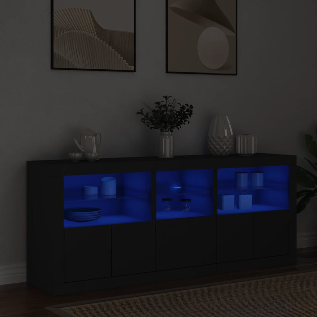 vidaXL Μπουφές με Φώτα LED Μαύρος 162 x 37 x 67 εκ.