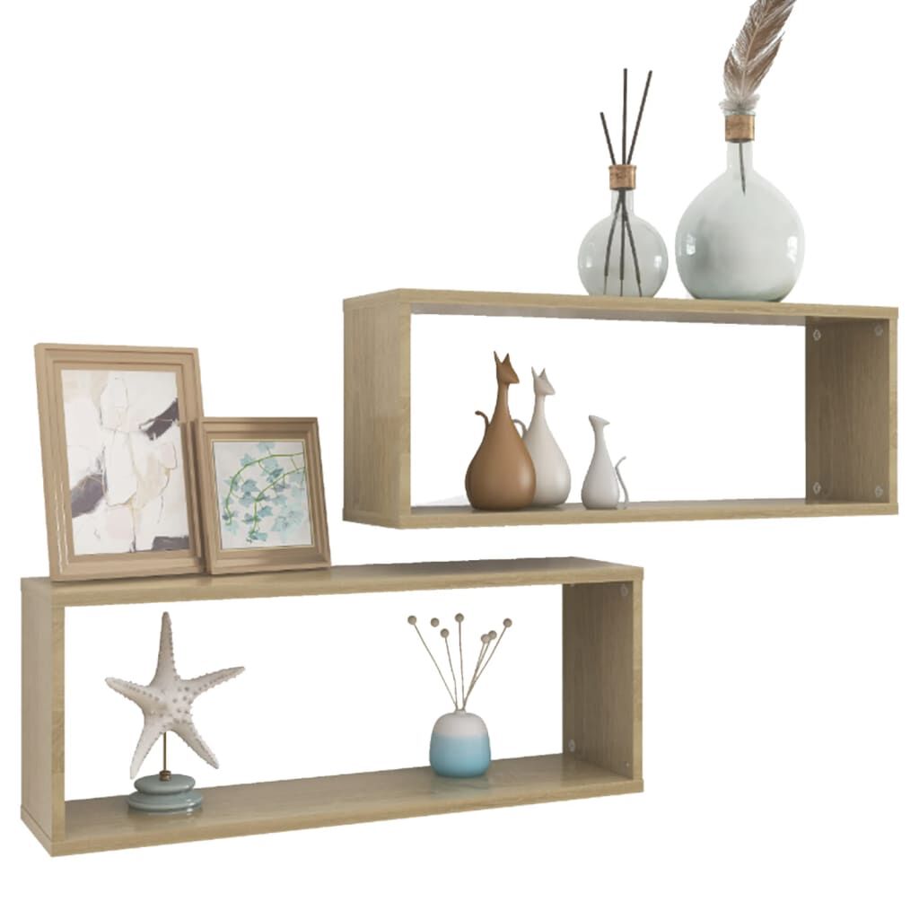 vidaXL Ράφια Κύβοι Τοίχου 2 τεμ. Sonoma Δρυς 60x15x23 εκ. Επεξ. Ξύλο