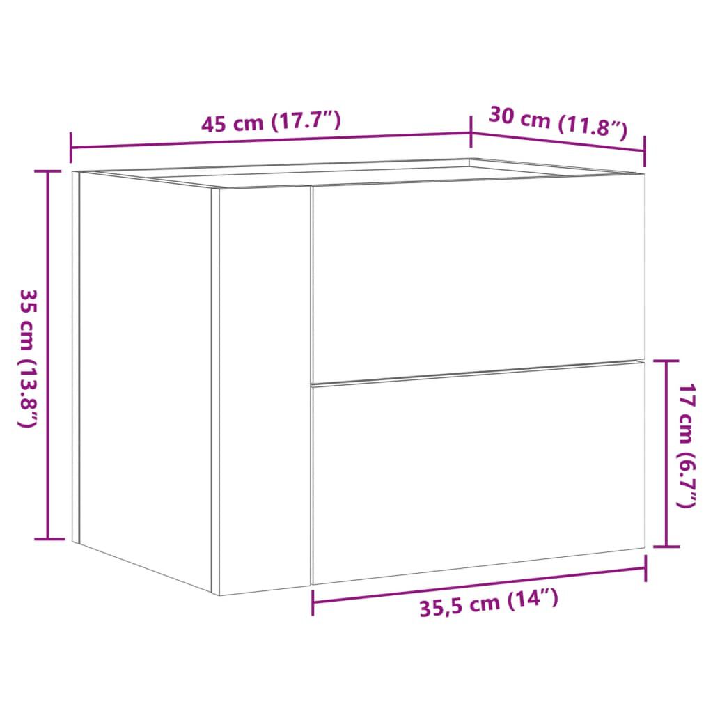 vidaXL Κομοδίνα Επιτοίχιο Sonoma Δρυς 45x30x35 εκ.