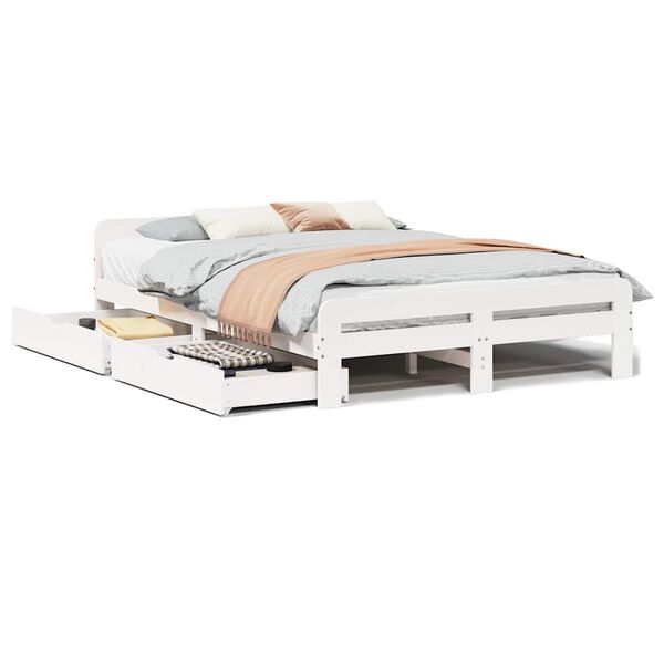 vidaXL Σκελετός Κρεβ. Χωρίς Στρώμα Λευκό 160x200 εκ Μασίφ Πεύκο