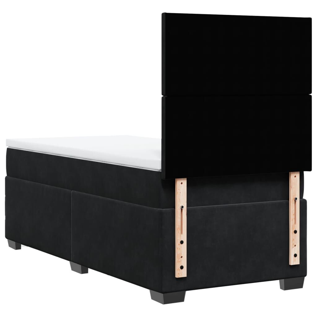 vidaXL Κρεβάτι Boxspring με Στρώμα Μαύρο 80 x 200 εκ. Βελούδινο