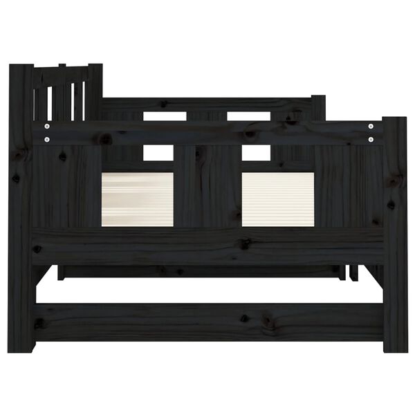 vidaXL Καναπές Κρεβάτι Συρόμενος Μαύρος 2x(90x190) εκ. από Μασίφ Πεύκο