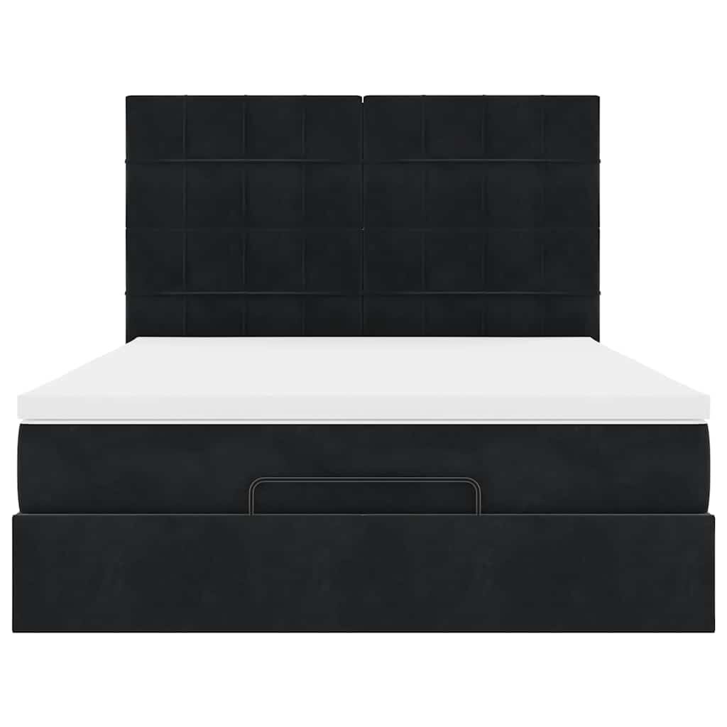 vidaXL Οθωμανικό κρεβάτι με στρώματα Μαύρο 140x190cm Βελούδο