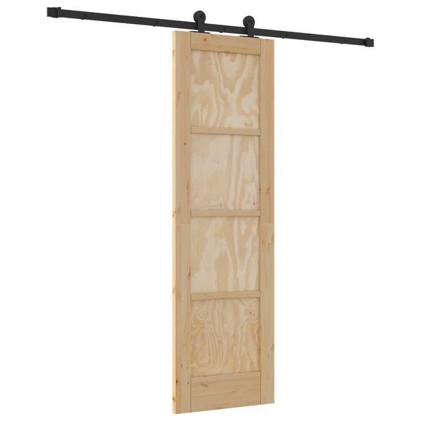 vidaXL Σετ Συρόμενης Πόρτας Φυσικό και μαύρο 61 x 198.5 εκ.