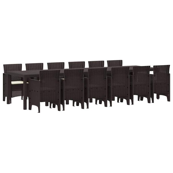 vidaXL Σέτ φαγητού για κήπο 13 pcs Καφέ Rattan Polt