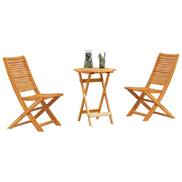 vidaXL Φορητό Σετ Μπιζερί 3 pcs Καφέ Μασίφ ξύλο ακακίας