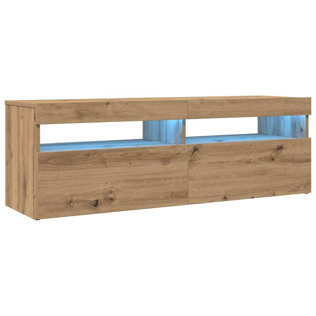 vidaXL Έπιπλο Τηλεόρασης με LED Αρτισιανή Δρυς 120x35x40 εκ Επεξ.Ξύλο