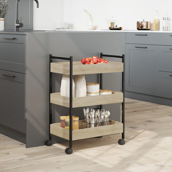 vidaXL Τρόλεϊ Κουζίνας Sonoma Δρυς 50x30x70 εκ. από Επεξεργασμένο Ξύλο