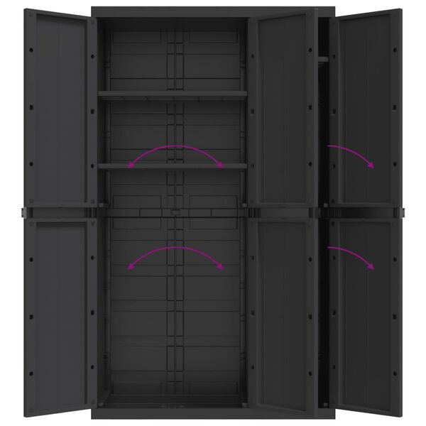 vidaXL Ντουλάπι Αποθ. Εξ. Χώρου Μαύρο 97x37x165εκ. Πολυπροπυλένιο