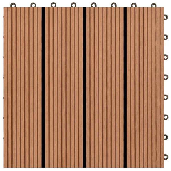 vidaXL Πλακάκια Deck 11 τεμ. Χρώμα Teak 30 x 30 εκ. 1 μ² από WPC