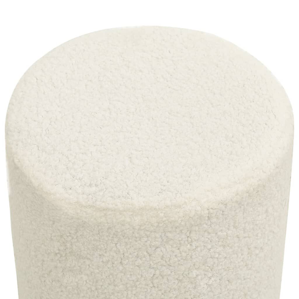 vidaXL Στρογγυλό Σκαμπό Hocker Λευκό Μάλλινο 28 x 36 cm