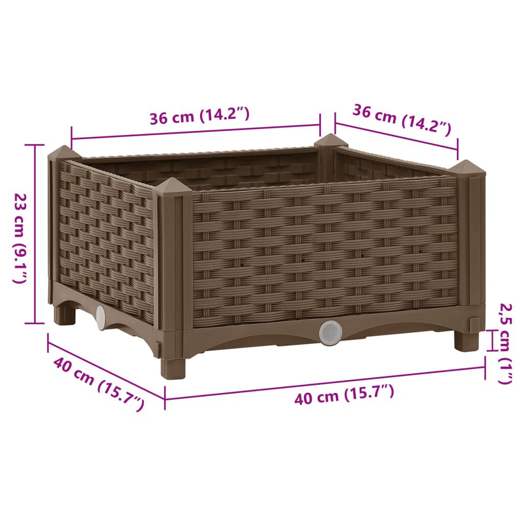 vidaXL Ζαρντινιέρα 40 x 40 x 23 εκ. από Πολυπροπυλένιο