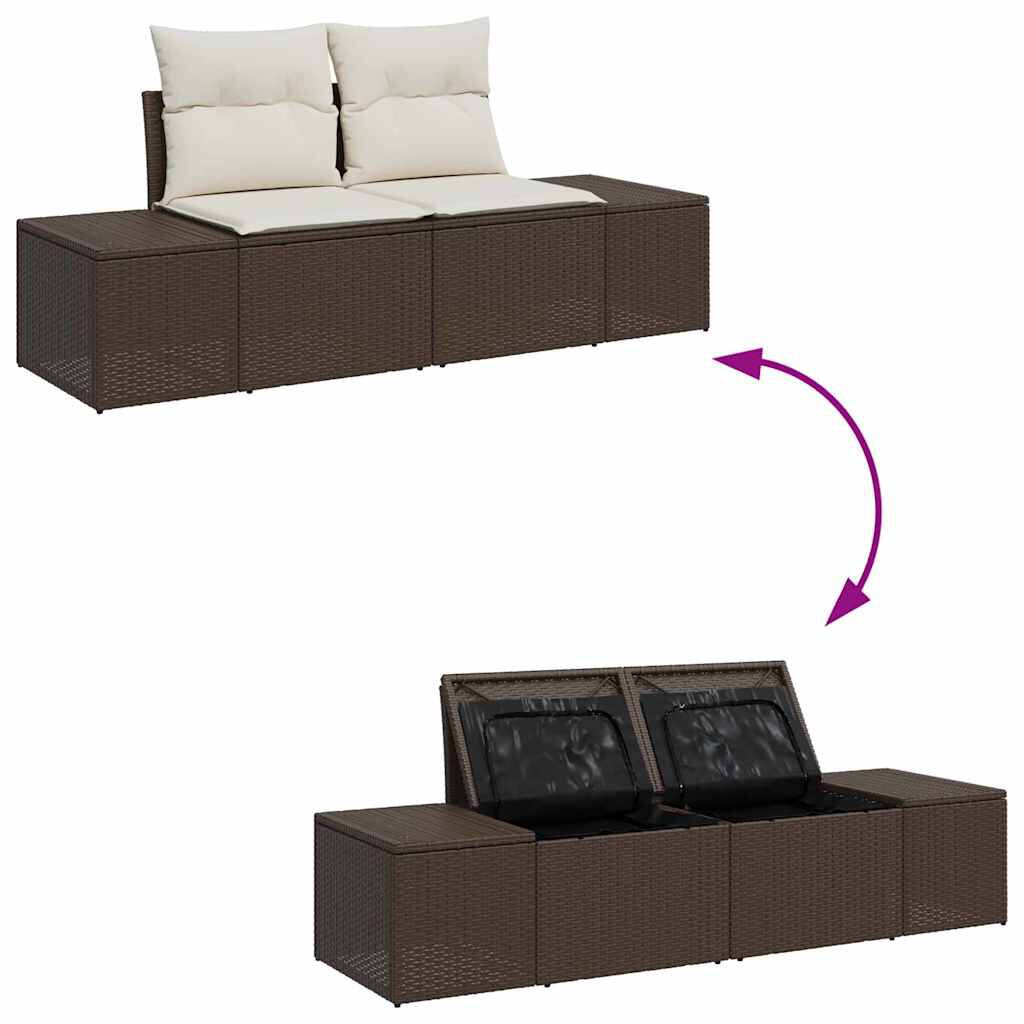 vidaXL Σετ Καναπέ Κήπου με αποθήκευση 8 pcs Καφέ Πολυ ράταν