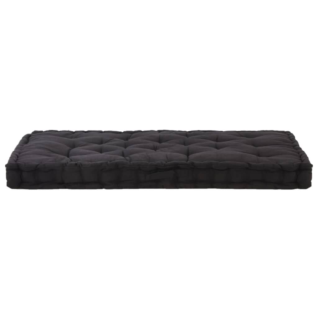 vidaXL Μαξιλάρα Δαπέδου / Παλέτας Μαύρη 120 x 80 x 10 εκ. Βαμβακερή