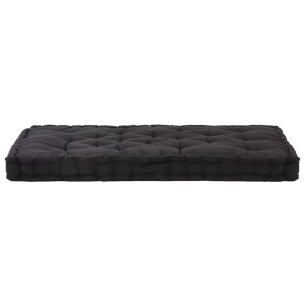 vidaXL Μαξιλάρα Δαπέδου / Παλέτας Μαύρη 120 x 80 x 10 εκ. Βαμβακερή