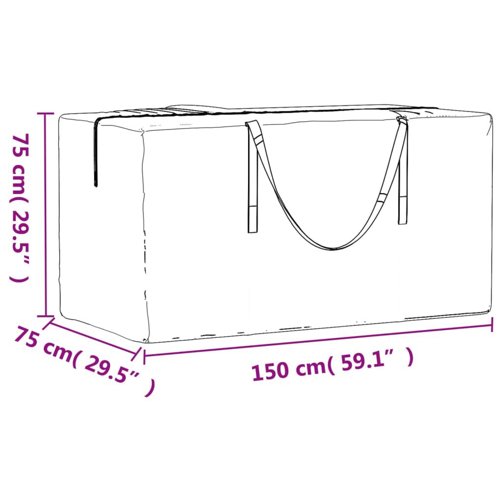 vidaXL Τσάντα Αποθ. Μαξιλαριών Κήπου Μαύρη 150x75x75 εκ. Πολυαιθυλένιο