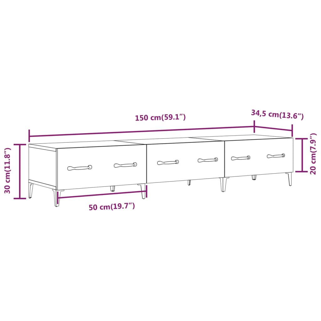 vidaXL Έπιπλο Τηλεόρασης Λευκό 150x34,5x30 εκ. από Επεξεργασμένο Ξύλο