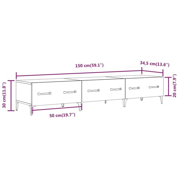 vidaXL Έπιπλο Τηλεόρασης Λευκό 150x34,5x30 εκ. από Επεξεργασμένο Ξύλο