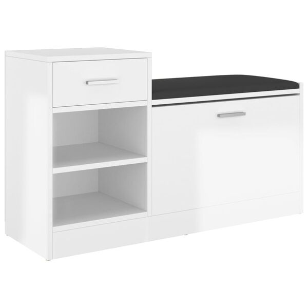 vidaXL Παπουτσοθήκη Γυαλ. Λευκή 94,5 x 31 x 57 εκ. από Επεξ. Ξύλο
