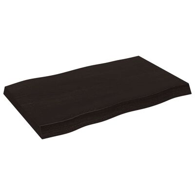 vidaXL Επιφ Τραπεζιού Αν Καφέ 80x50x(2-6)εκ. Ακατέργ. Μασίφ Ξύλο Δρυός