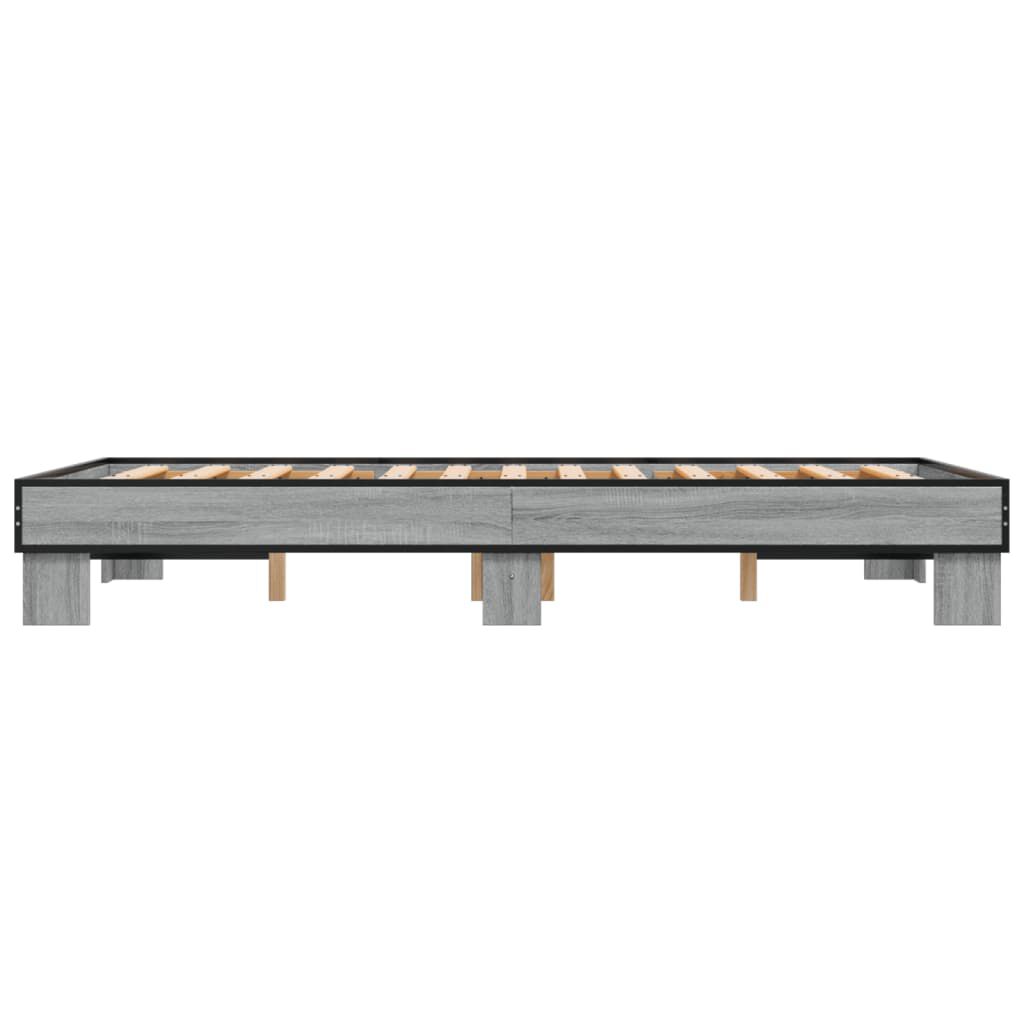 vidaXL Πλαίσιο Κρεβατιού Γκρι Sonoma 120 x 190εκ. Επεξ. Ξύλο & Μέταλλο