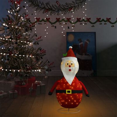 vidaXL Άγιος Βασίλης Χριστουγ. Φιγούρα LED 90 εκ. Πολυτελές Ύφασμα