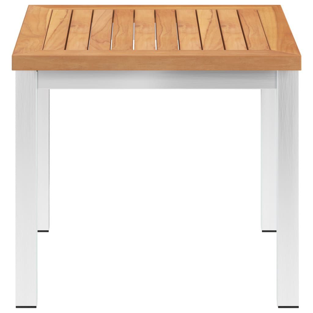 vidaXL Τραπεζάκι Κήπου 45x45x38 εκ. Μασίφ Ξύλο Teak / Ανοξ. Ατσάλι