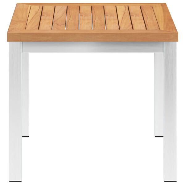 vidaXL Τραπεζάκι Κήπου 45x45x38 εκ. Μασίφ Ξύλο Teak / Ανοξ. Ατσάλι