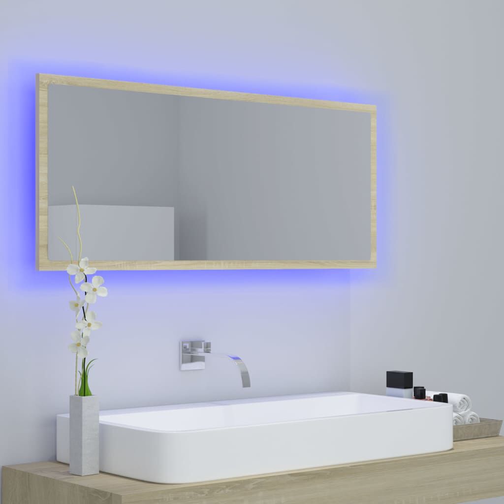 vidaXL Καθρέφτης Μπάνιου με LED Sonoma Δρυς 100x8,5x37 εκ. Ακρυλικός