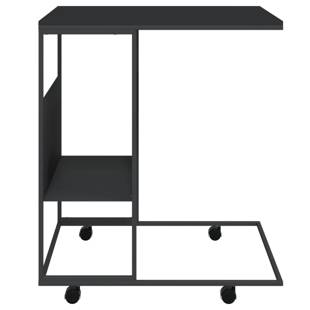vidaXL Βοηθητικό Τραπέζι με Ρόδες Μαύρο 55 x 36 x 63,5 εκ. Επεξ. Ξύλο