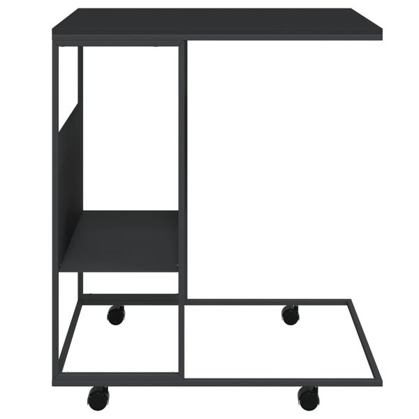 vidaXL Βοηθητικό Τραπέζι με Ρόδες Μαύρο 55 x 36 x 63,5 εκ. Επεξ. Ξύλο