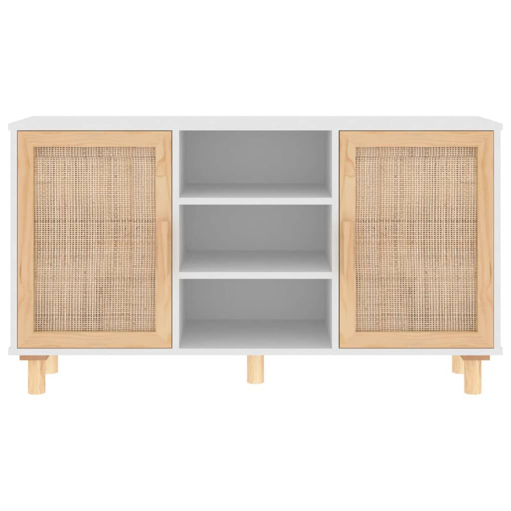 vidaXL Μπουφές Λευκός 105 x 30 x 60 εκ. Μασίφ Πεύκο & Φυσικό Ρατάν