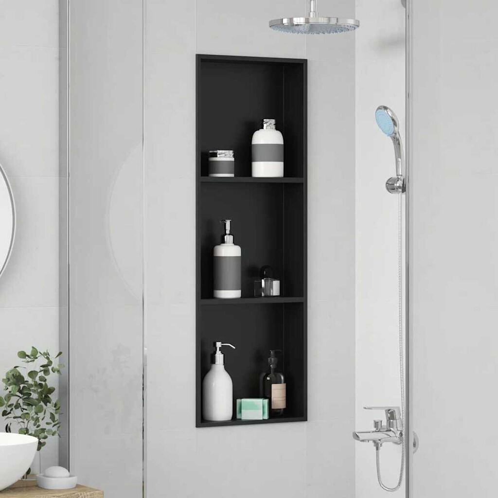 vidaXL Νίτσα Μπάνιου Μαύρο 90 x 30 x 9.5 εκ. Ανοξείδωτο ατσάλι