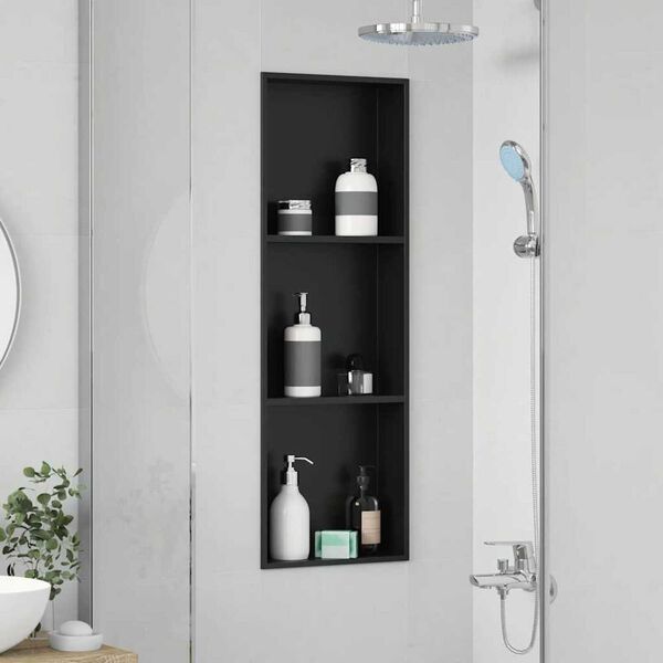 vidaXL Νίτσα Μπάνιου Μαύρο 90 x 30 x 9.5 εκ. Ανοξείδωτο ατσάλι