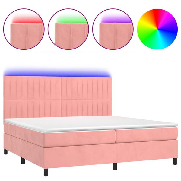 vidaXL &Kappa;&rho;&epsilon;&beta;ά&tau;&iota; Boxspring &mu;&epsilon; &Sigma;&tau;&rho;ώ&mu;&alpha; & LED &Rho;&omicron;&zeta; 200x200 &epsilon;&kappa;. &Beta;&epsilon;&lambda;&omicron;ύ&delta;&iota;&nu;&omicron;