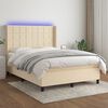 vidaXL &Kappa;&rho;&epsilon;&beta;ά&tau;&iota; Boxspring &mu;&epsilon; &Sigma;&tau;&rho;ώ&mu;&alpha; & LED &Kappa;&rho;&epsilon;&mu; 140x190 &epsilon;&kappa;. &Upsilon;&phi;&alpha;&sigma;&mu;ά&tau;&iota;&nu;&omicron;