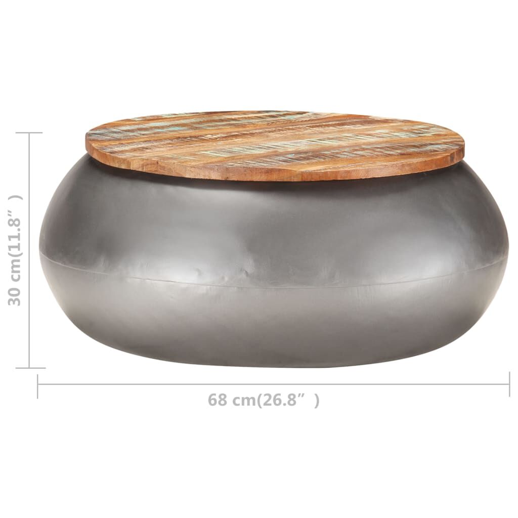 vidaXL Τραπεζάκι Σαλονιού Γκρι 68x68x30 εκ. Μασίφ Ανακυκλωμένο Ξύλο