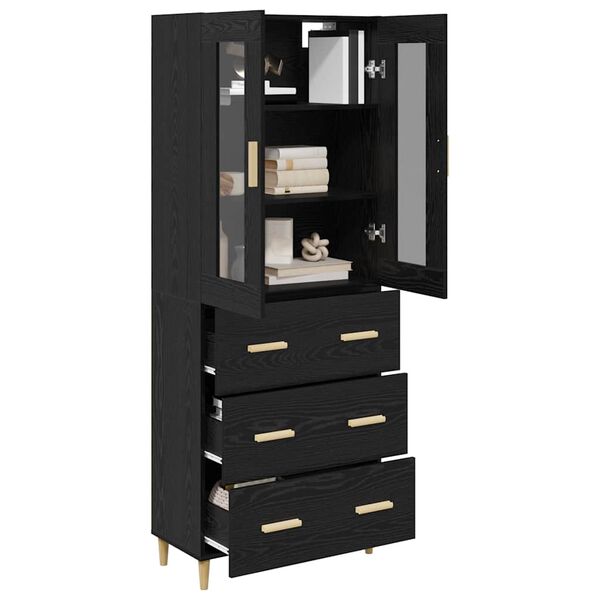 vidaXL Highboard &Mu;&alpha;ύ&rho;&eta; &Omicron;&xi;&upsilon;ά 69,5 x 34 x 180 &epsilon;&kappa;. &Sigma;ύ&nu;&theta;&epsilon;&tau;&omicron; &Xi;ύ&lambda;&omicron; &kappa;&alpha;&iota; &Gamma;&upsilon;&alpha;&lambda;ί