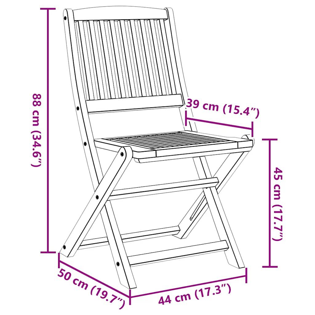 vidaXL Καρέκλες Κήπου Πτυσσόμενες 8 τεμ. 48,5x57x90 εκ. Μασίφ Ακακία