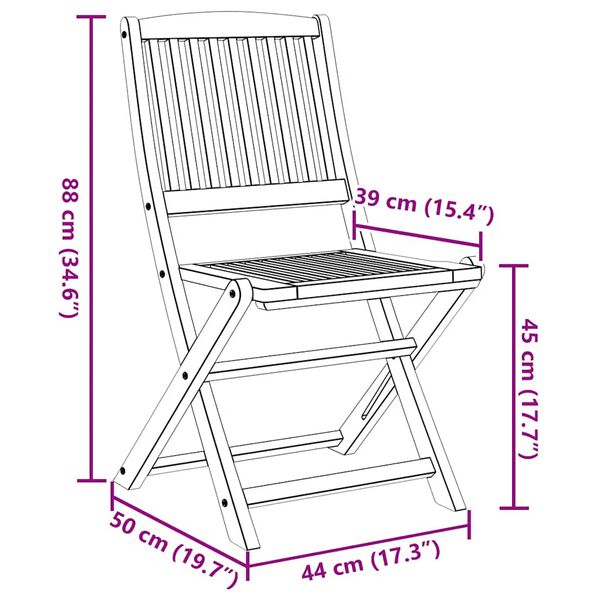 vidaXL Καρέκλες Κήπου Πτυσσόμενες 8 τεμ. 48,5x57x90 εκ. Μασίφ Ακακία