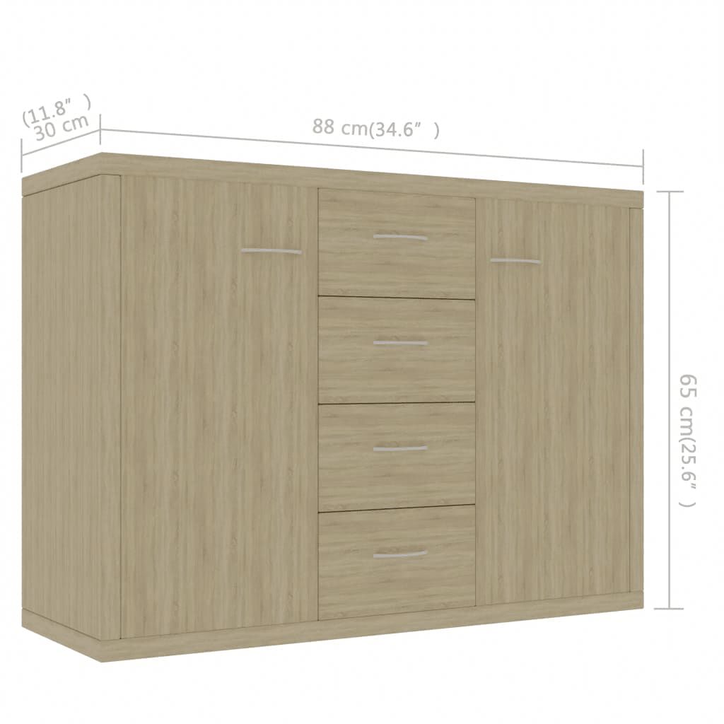 vidaXL Μπουφές Sonoma Δρυς 88 x 30 x 65 εκ. από Επεξ. Ξύλο